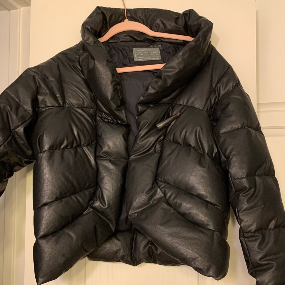 Black Vegan Leather Allsaints Puffer